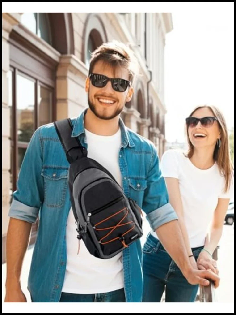 AGPTEK RFID Crossbody Sling Bag for Men Women, Large Capacity Daypack with